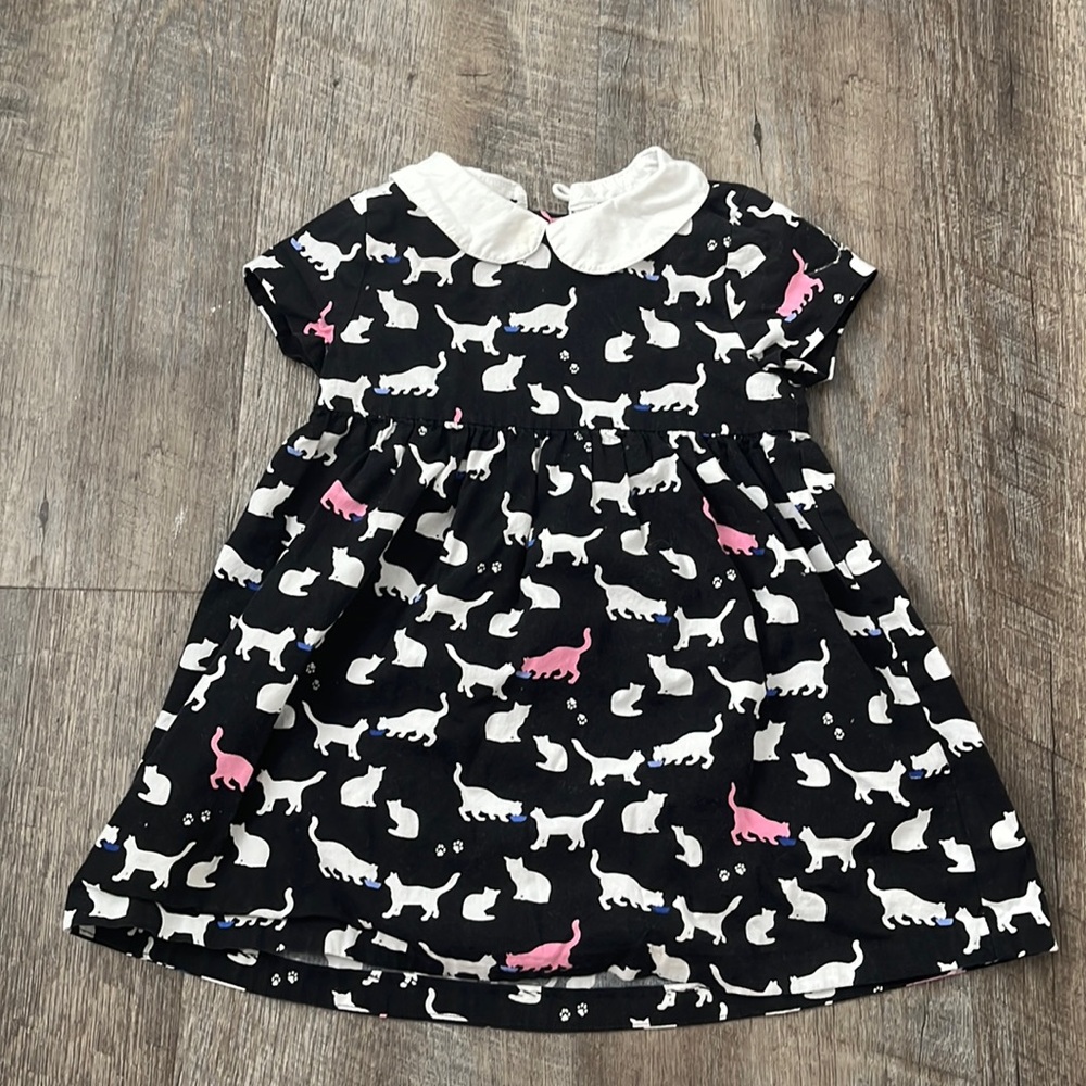 Kate Spade Kitty Cat Dress Baby Girl Black Pink White Short Sleeve